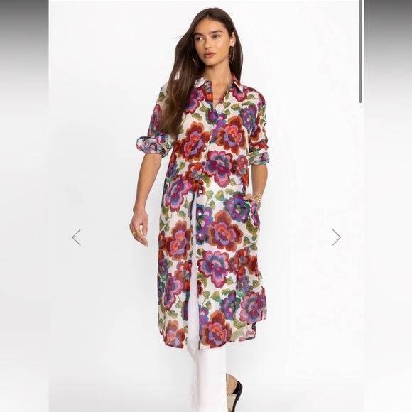 Johnny Was Tops - Johnny Was CALANTHE RELAXED OVERSIZED SHIRT or Dress Floral Print Size XS $225